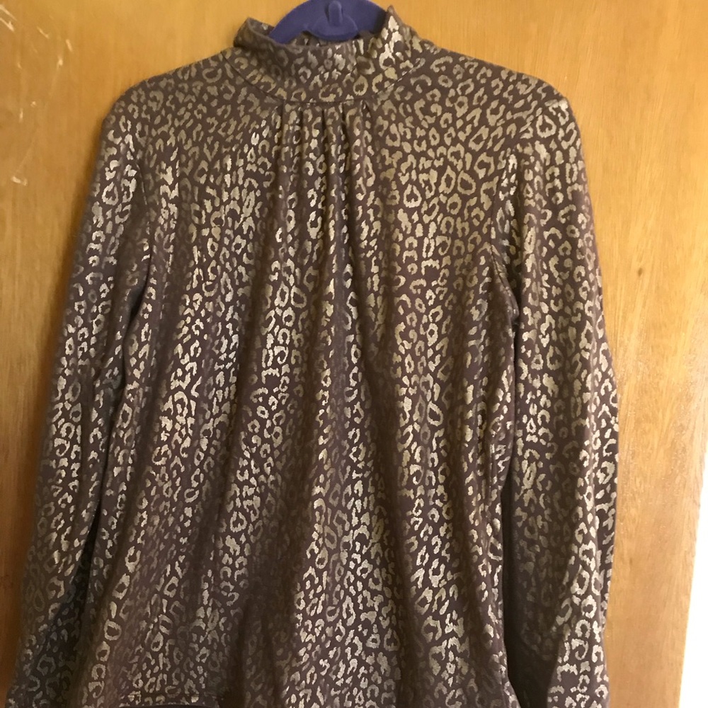 Susan Graver animal print zip back turtleneck